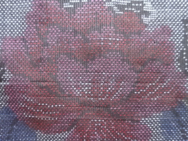 JAPANESE KIMONO / ANTIQUE PEONY PATTERN WOVEN DORO OSHIMA TSUMUGI KIMO